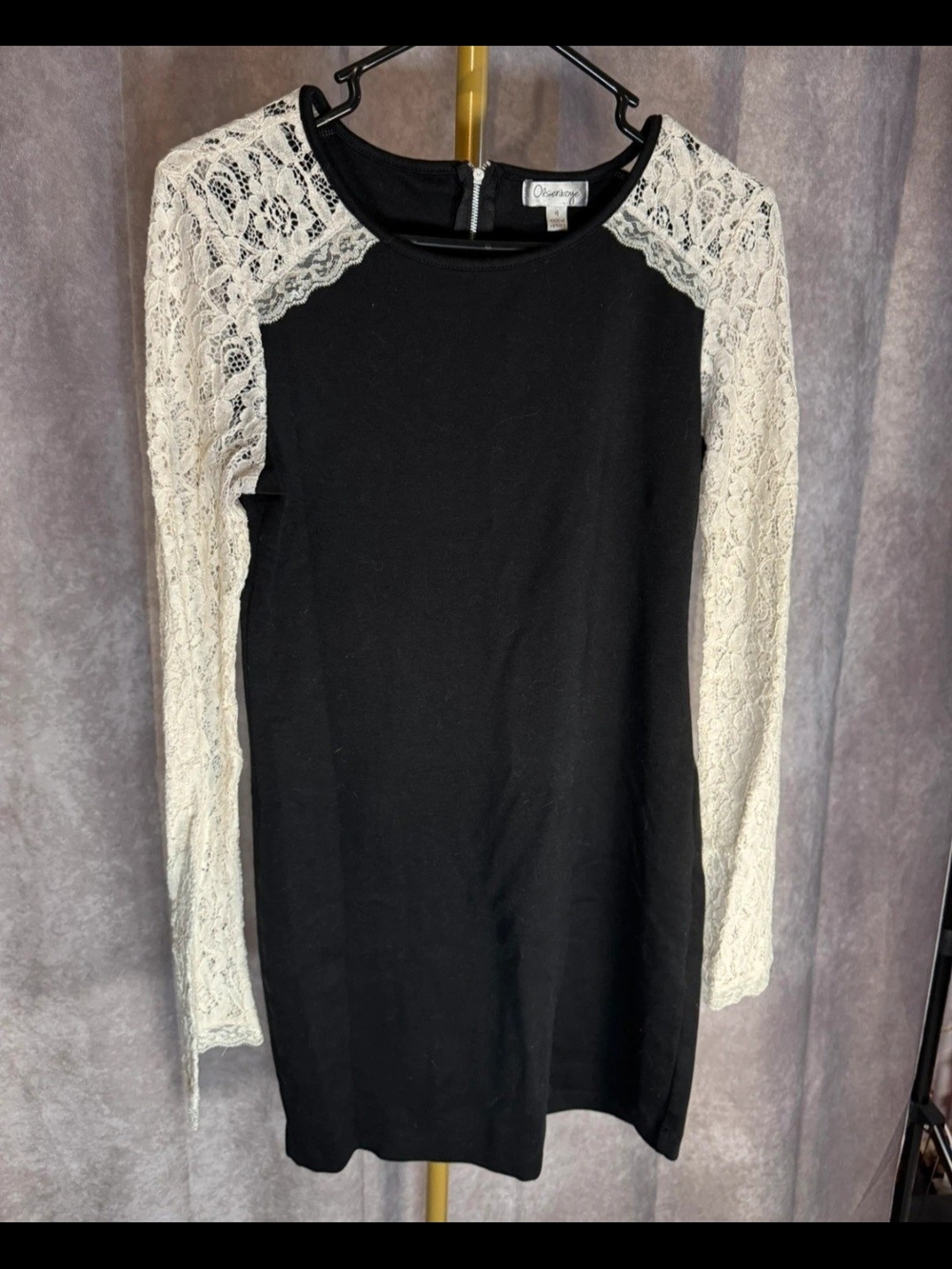 Olsenboye Black Lace Sleeve Mini Dress Whimsigoth Y2K Size 9